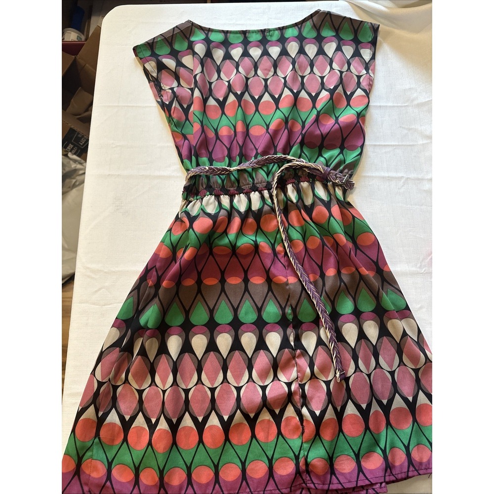 Bepop sundress geometric teardrop‎ belted size small - Picture 5 of 12
